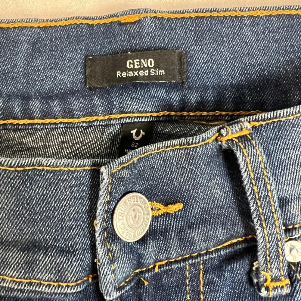 True Religion Geno Jeans Mens 32W Relaxed Slim‎ Blue Wash Denim Y2K Punk